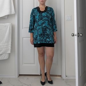 Apt. 9 Beaded Business Casual Dress, turquoise, Size M